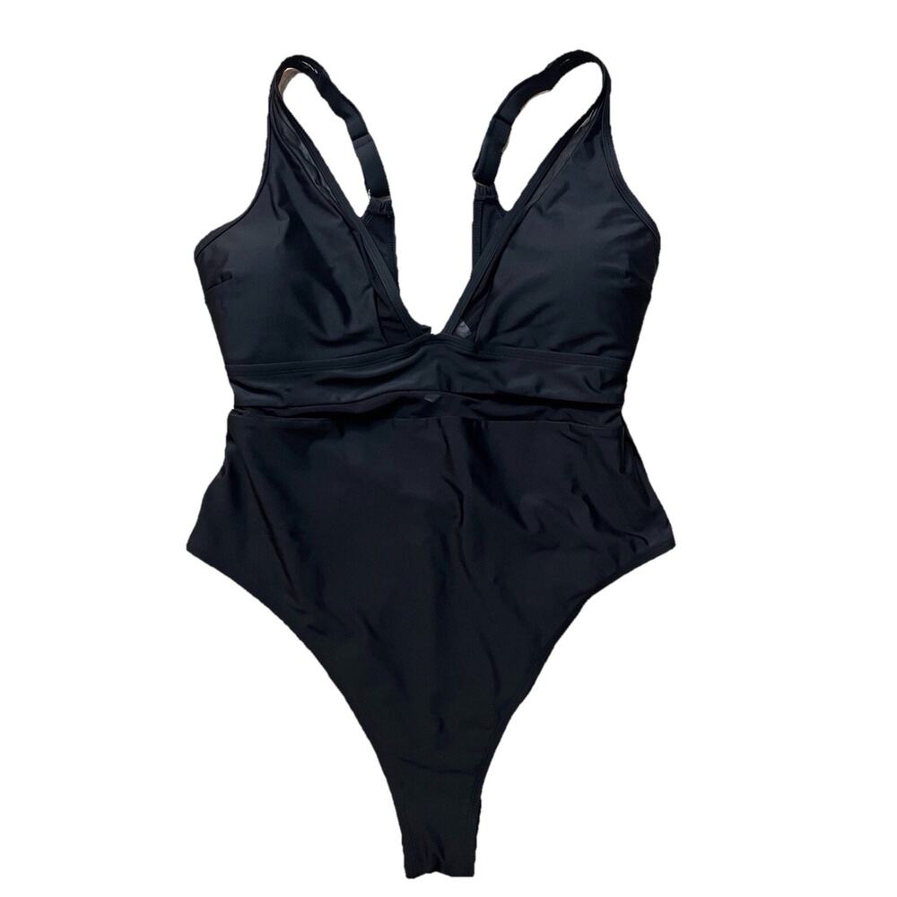 NWT CUPSHE Women’s Black One Piece Swimsuit Mesh Detail Size 3X